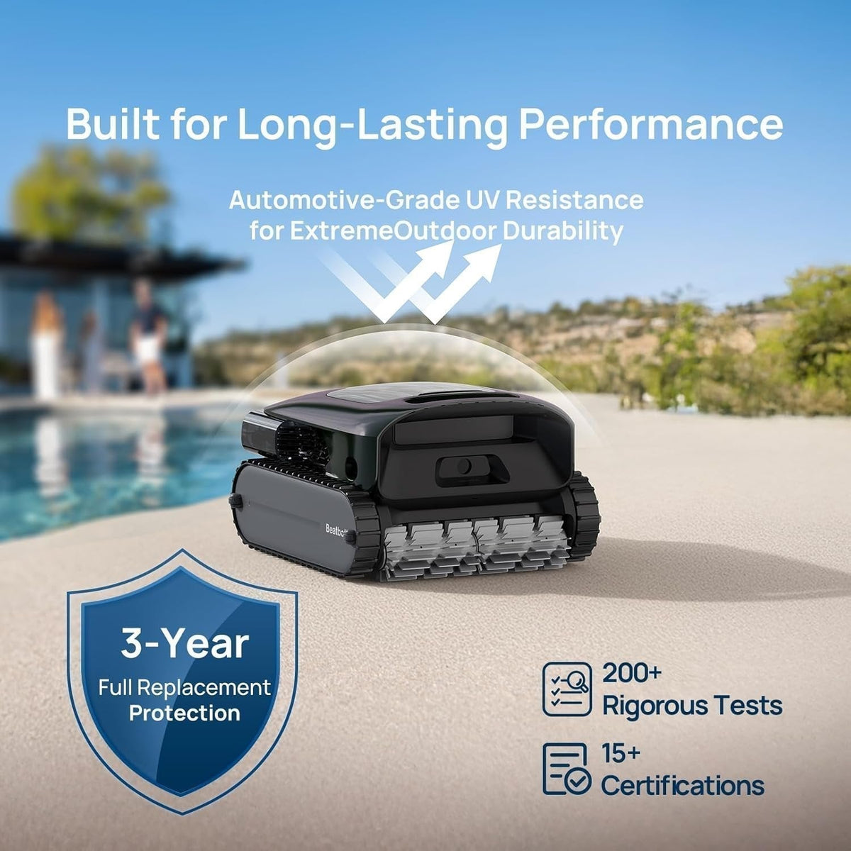 Beatbot AquaSense 2 Pro Robotic Pool Cleaner – 5-in-1 Cordless Skimmer & Clarifier, App-Controlled, Smart Parking, Up to 3,875 Sq. Ft. – Obsidian