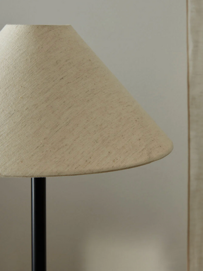 Ivar Black Metal Table Lamp with Natural Fabric Shade – Modern Bedside Lamp