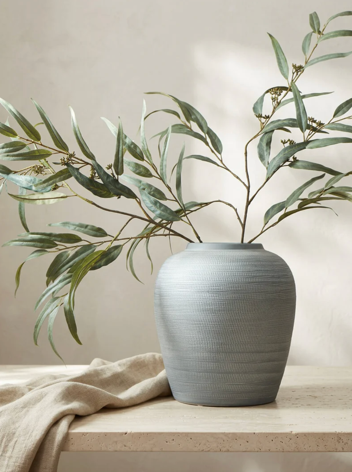 Sines Textured Grey Stoneware Vase | Modern Decorative Home Accent