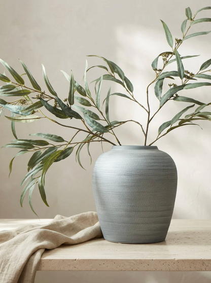 Sines Textured Grey Stoneware Vase | Modern Decorative Home Accent