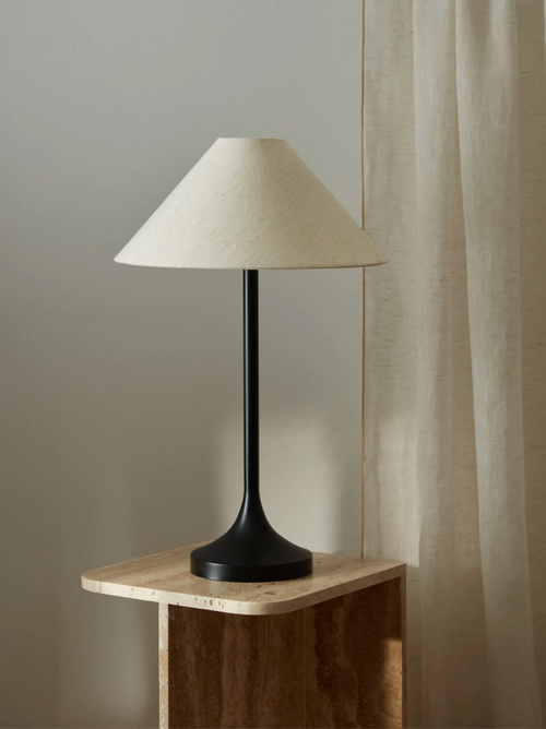 Ivar Black Metal Table Lamp with Natural Cotton Shade